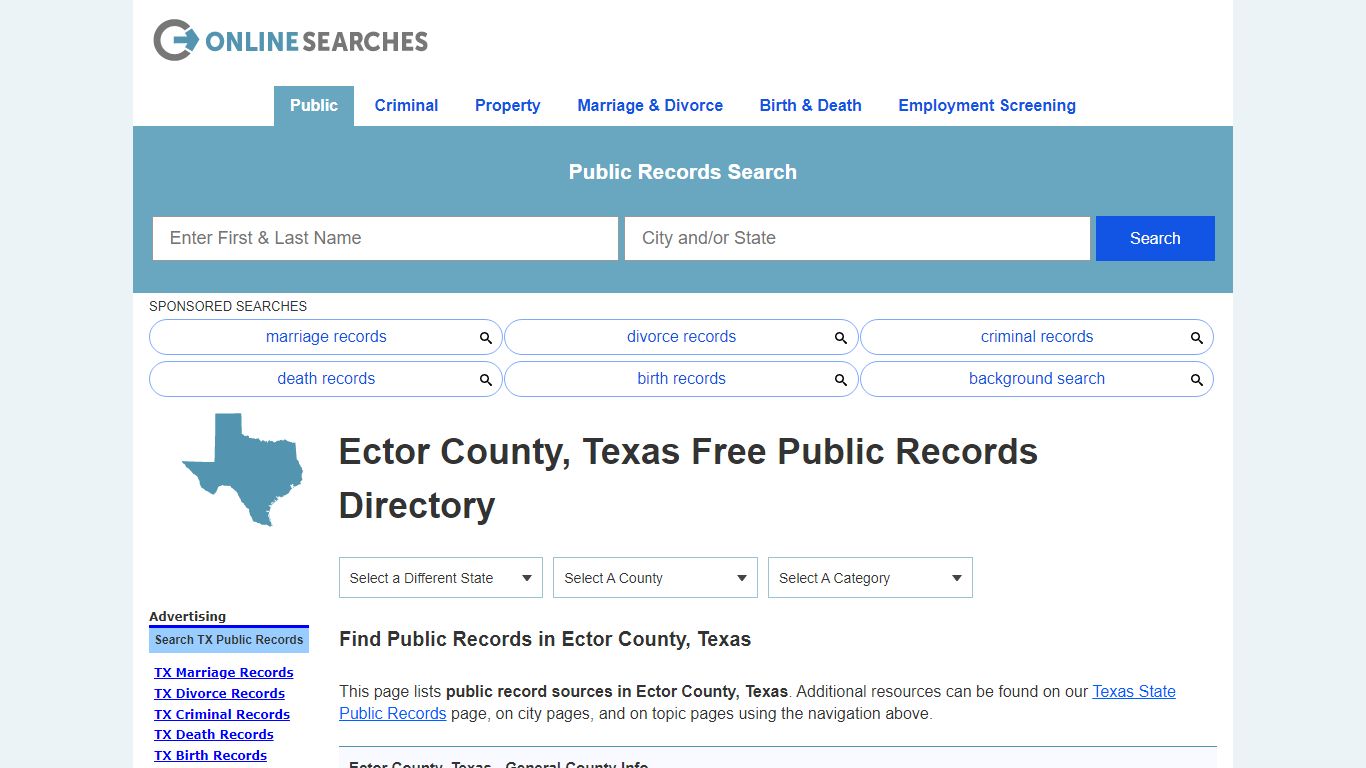 Ector County, Texas Public Records Directory